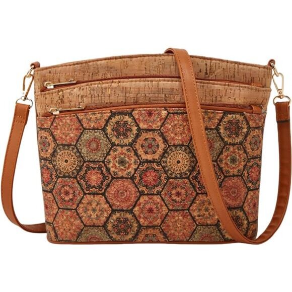 Natural cork shoulder bag handbag vintage crossbody shoulder bag - Picture 1 of 7